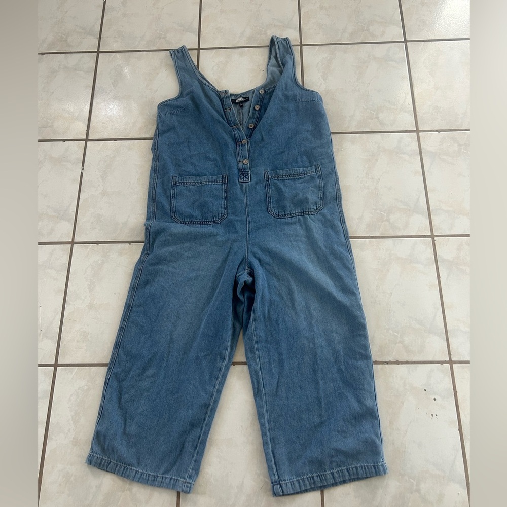 Rewash Denim Wide Leg Jumpsuit - Blue